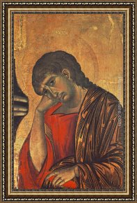 Giovanni Cimabue Framed Paintings - Crucifix [detail #2] by Giovanni Cimabue